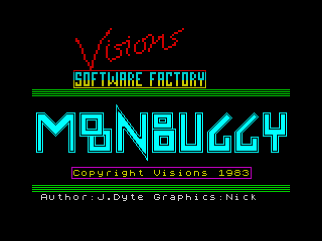 Moon Buggy title screen for ZX Spectrum